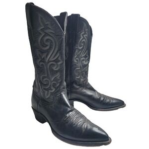 Justin Cowboy Men's Black Boots 1408 Size 9B Leather Western